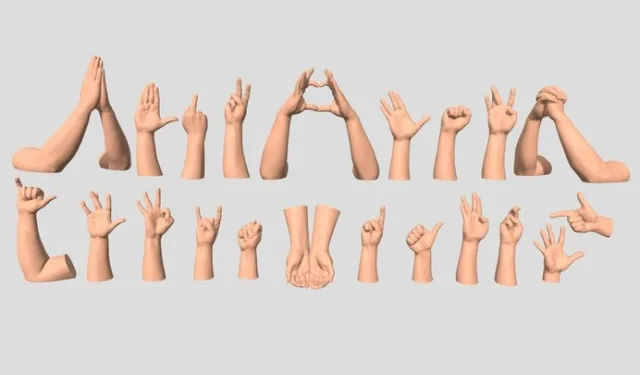 Human Hand Signs And Gestures 3D (PBR)