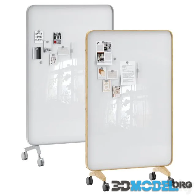 Lintex Frame Mobile double-sided glassboard with a bentwood frame