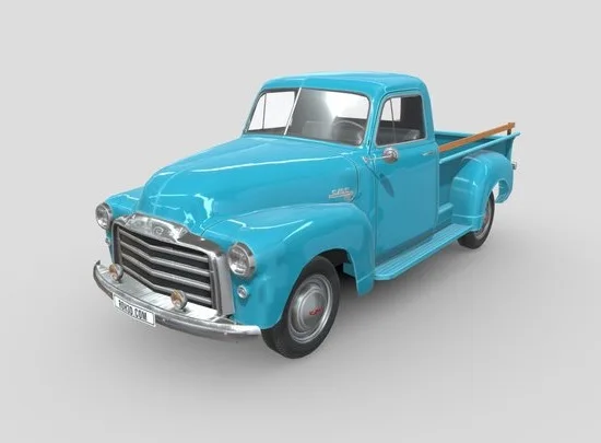 Low Poly Car GMC 9300 Pickup Truck 1952 (PBR)