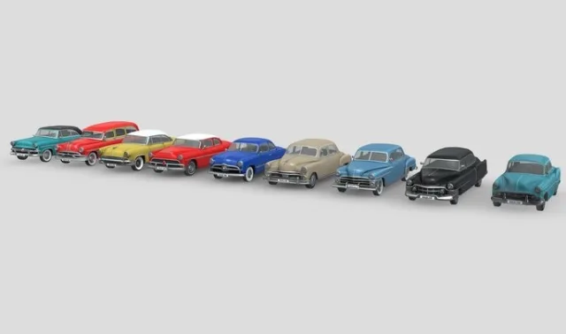 Low Poly Cars Collection 005 50S Cars (PBR)