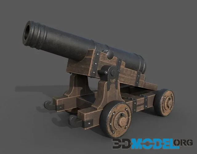 Medieval cannon Low-poly (PBR)