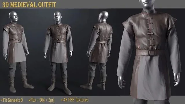 Medieval male clothes and boots (PBR)