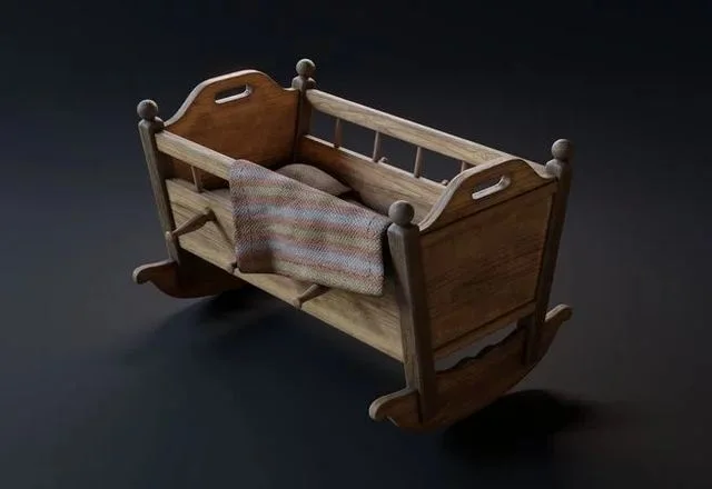 Old Baby Cradle Low-poly (PBR)
