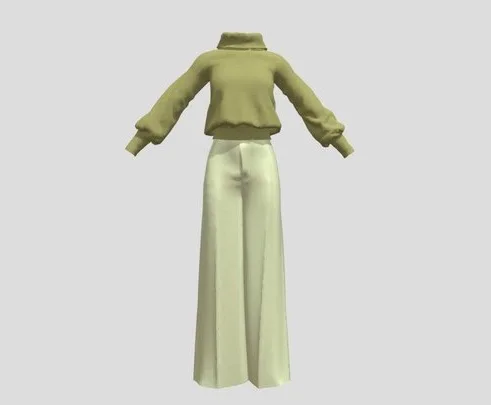 Outfit Wool Turtleneck Sweater And Palazzo Pants (PBR)