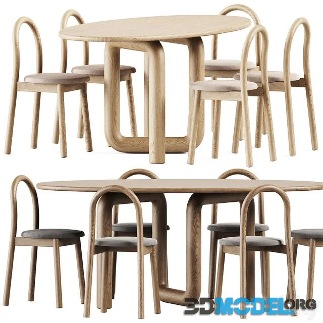 Oval Mono Table by Objects & Ideas and Bobby Upholstered Chair by DesignByThem