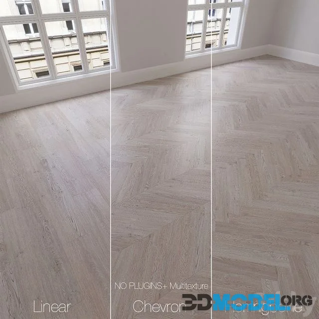 Parquet natural, oak Snow, 3 types. Linear, chevron, herringbone