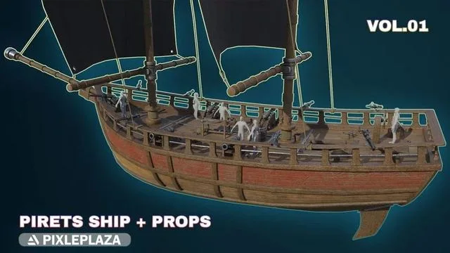 Pirate Ship with Interior (PBR)