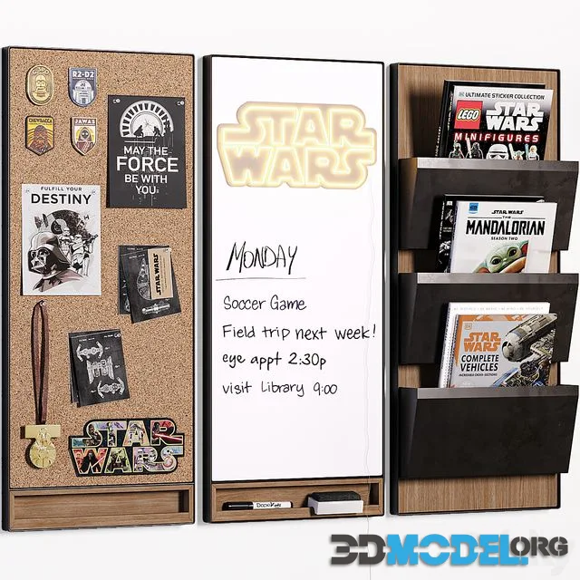 Pottery Barn Star Wars Trenton Corkboard, Whiteboard & File Organizer for Teenagers and Kids