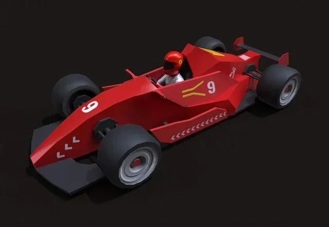 Racing Car with Driver LowPoly (PBR)