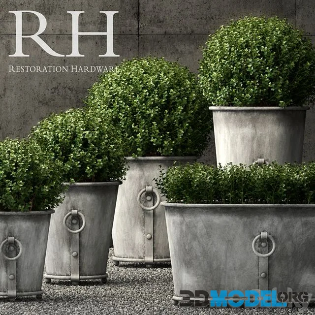 Restoration Hardware estate zinc ring round planters