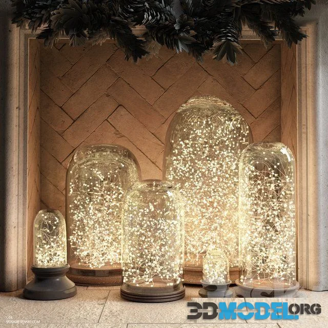 RH French Glass Cloche and Starry string lights