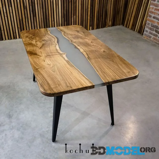 Screaming fog – living table made of wood and epoxy resin (metal legs)
