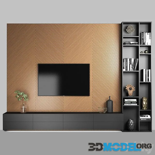TV wall with decor