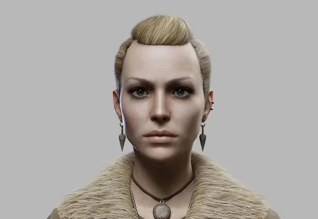 Viking Female Warrior Low-poly (PBR)
