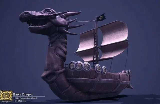 Viking ship Low-poly (PBR)