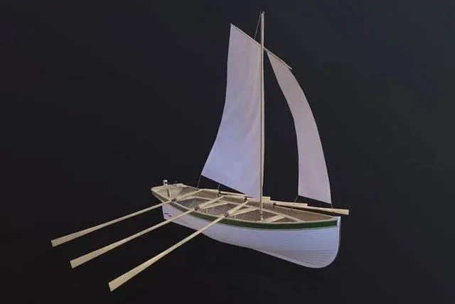 Wooden boat Yal-6 Low-poly (PBR)