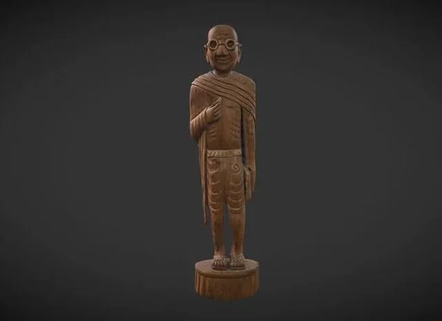 Wooden Gandhi v2 Low-poly (PBR)