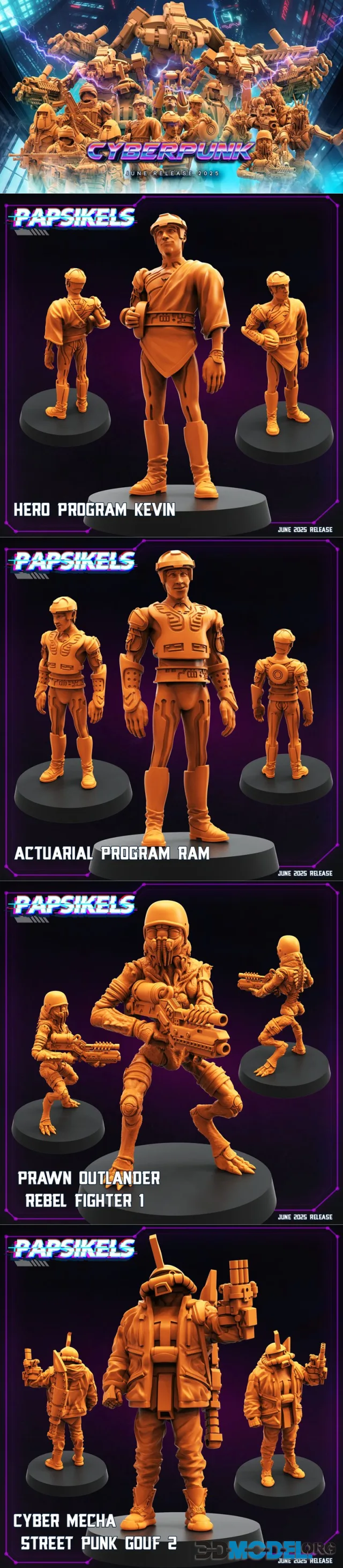 Papsikels Miniatures - Cyberpunk June 2025 – Printable