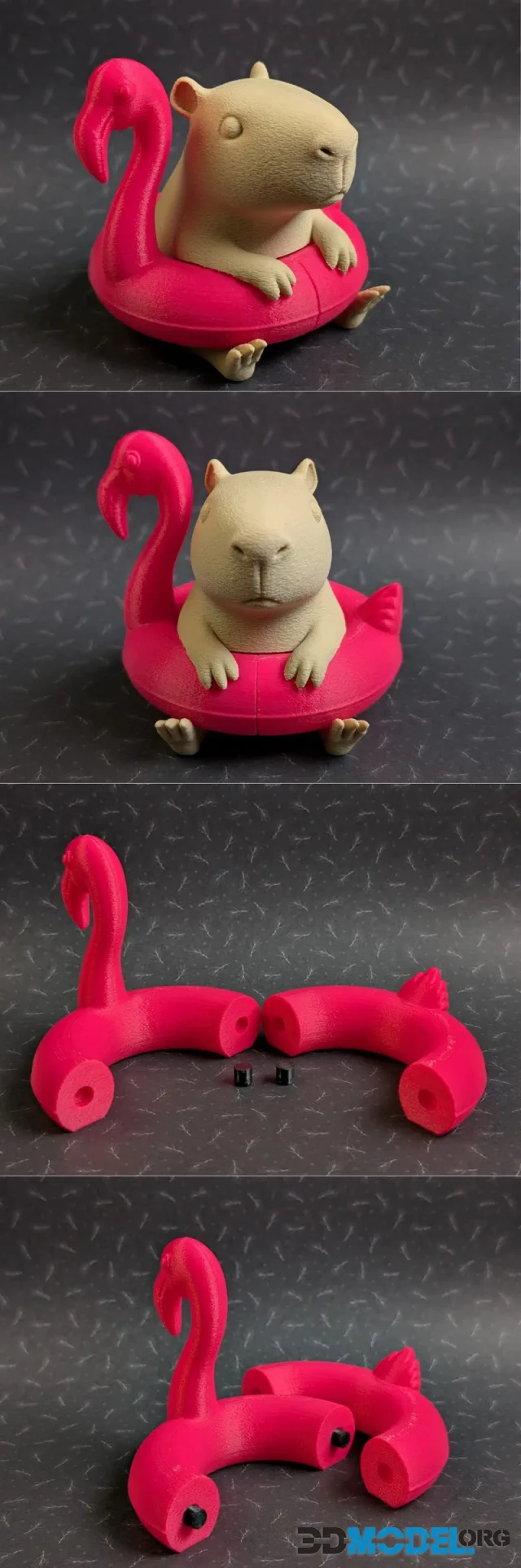Capybara in Flamingo – Snap-Fit Model – Printable