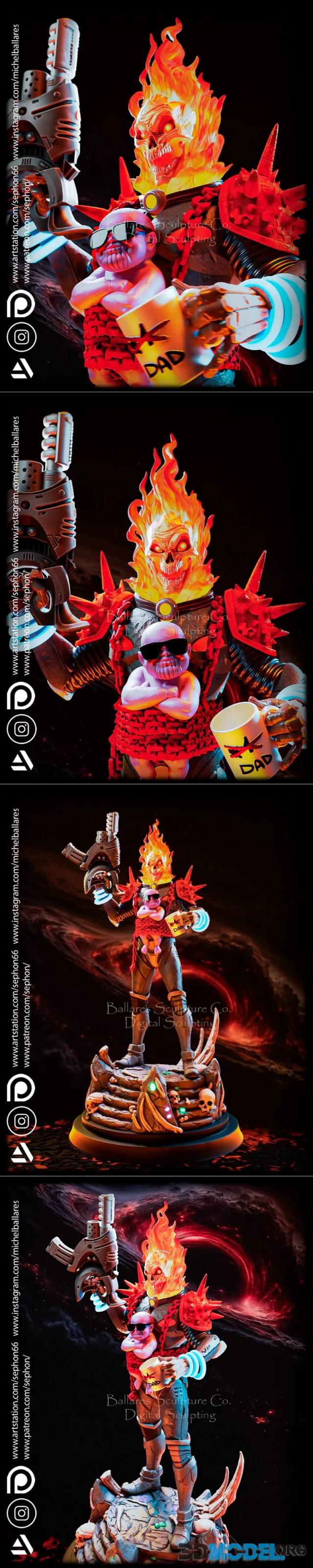 Cosmic Ghost Rider and Baby Thanos By Creative Geek MB – Printable
