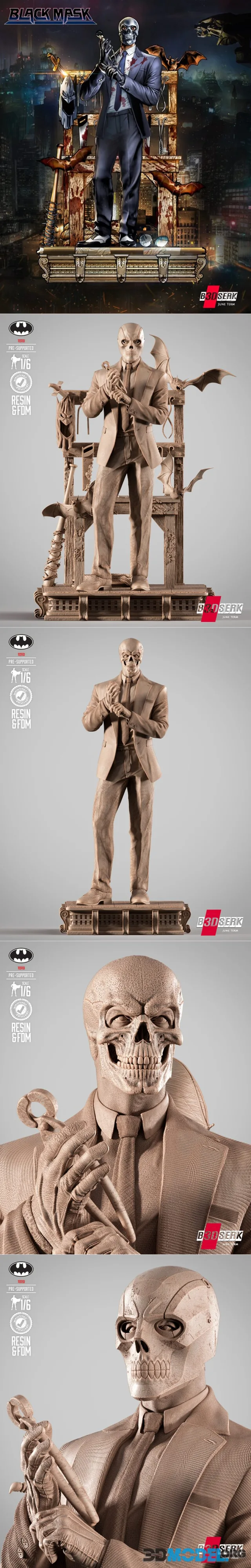 B3DSERK - Black Mask Sculpture – Printable