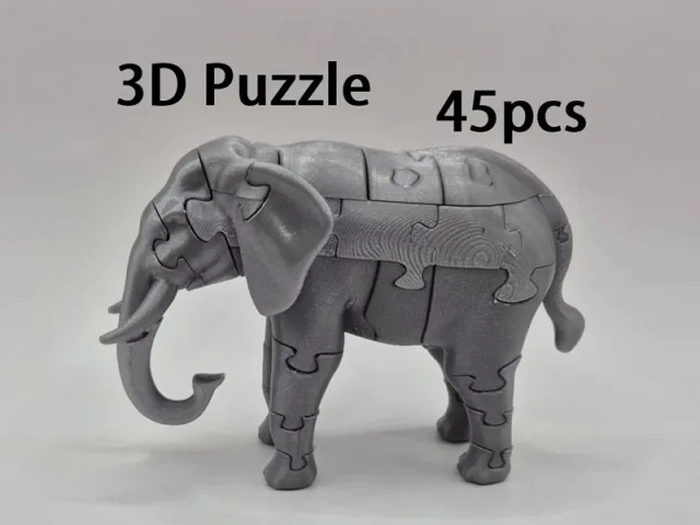 Elephant 3D Puzzle (45 pieces) – Printable