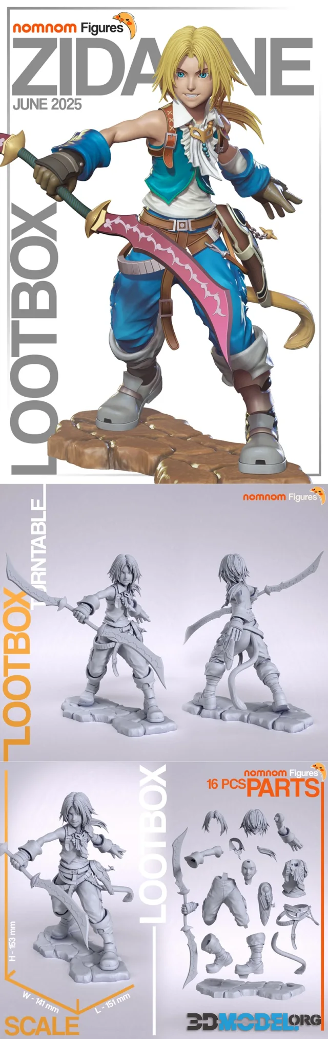 Nomnom Figures - Zidane Tribal - Final Fantasy IX – Printable