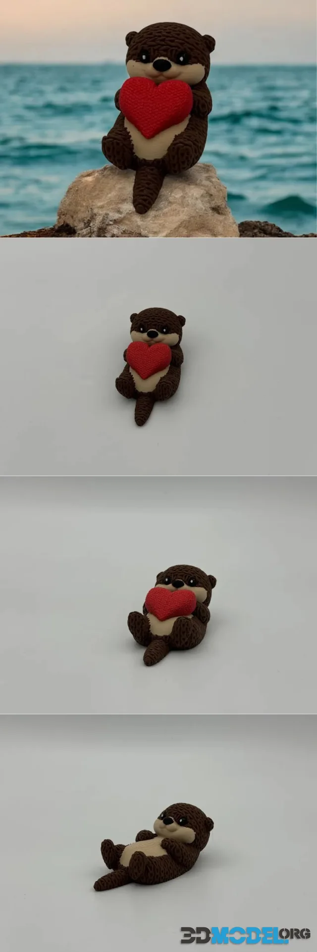 Cute Knitted Otter with optional Heart – Printable