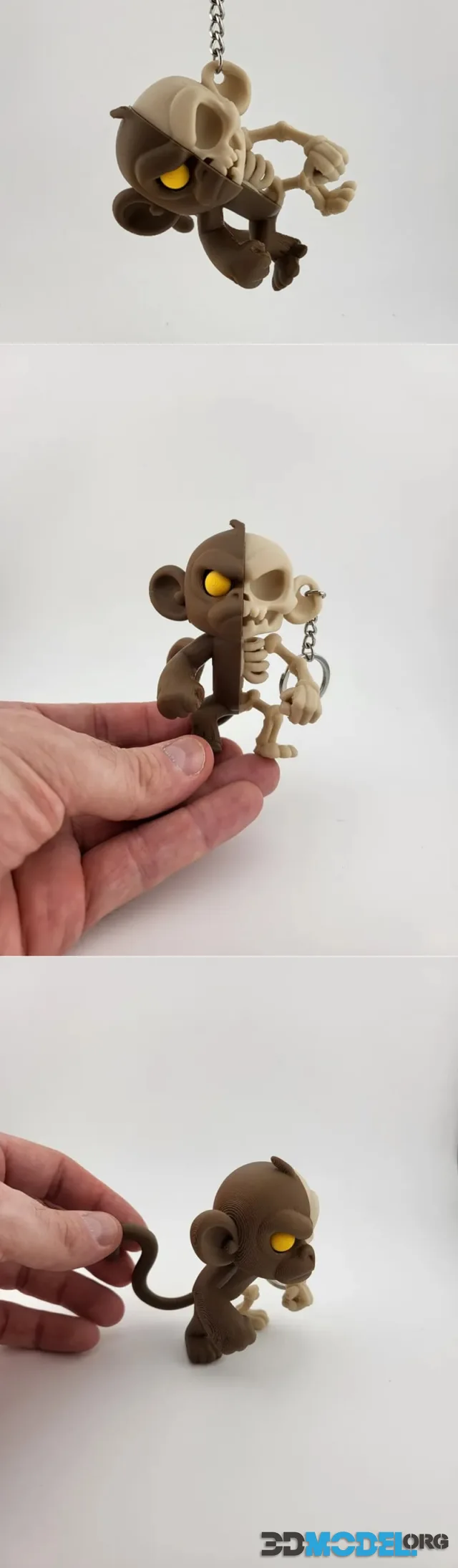 Kawaii Monkey Skeleton Keychain - Cute Charm – Printable