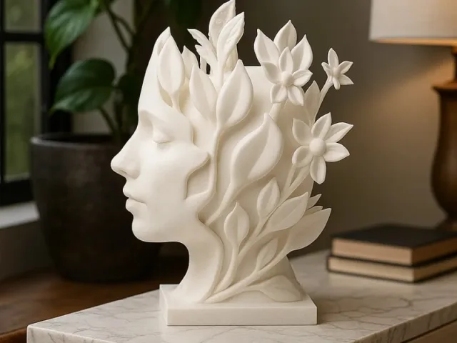 Nature Muse Sculpture – Modern Botanical Statue – Printable