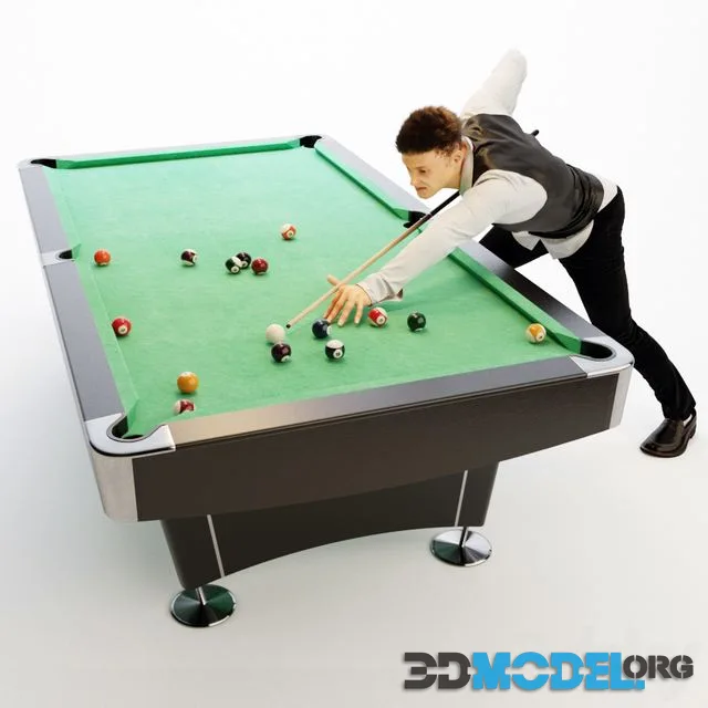 American billiard table, billiard player