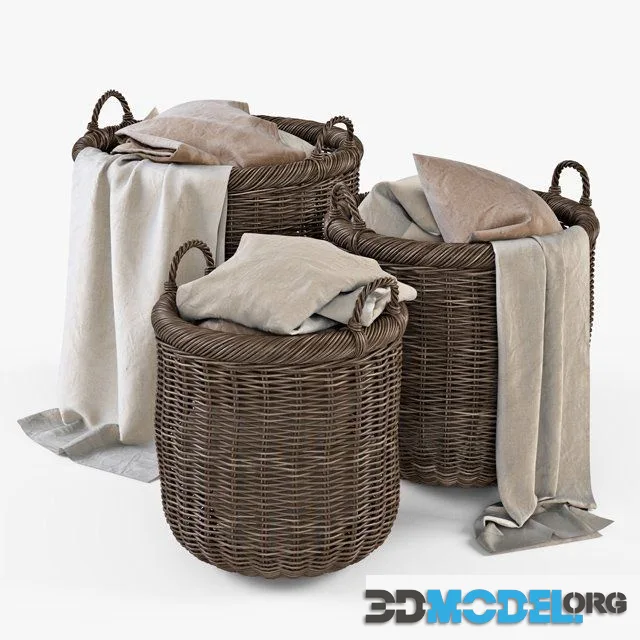 Basket with linen 007 brown color