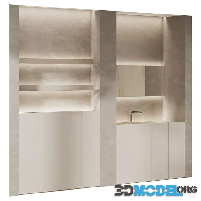 Bathroom furniture with hidden lighting