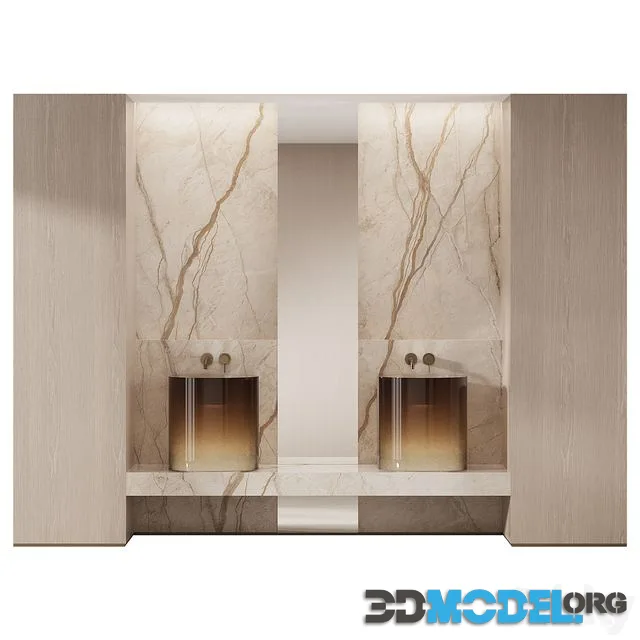 Bathroom furniture with luminous sinks