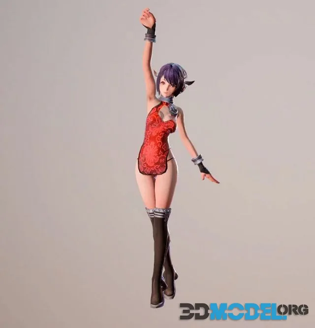 Beautiful girl Low-poly (PBR)