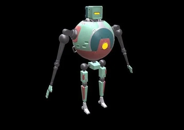 Cartoon SphereBot Low-poly (PBR)