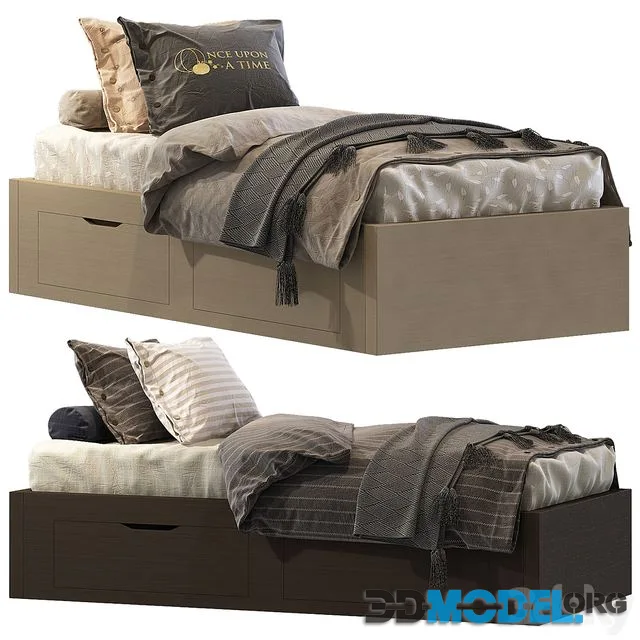 Children's bed from IKEA with decorative pillow