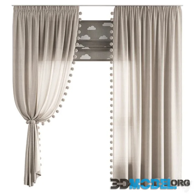 Curtains for the nursery ZS01 with pompoms