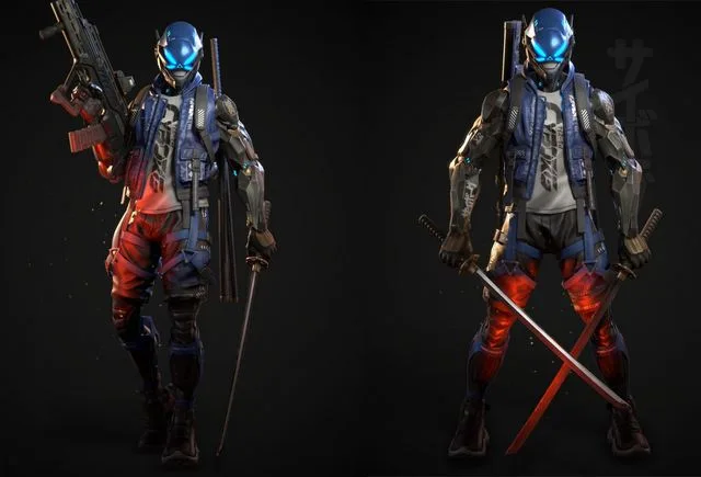 Cyberpunk Samurai Character Low-poly (PBR)