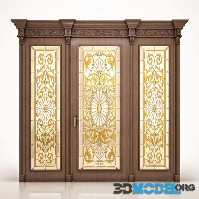 Door with stained-glass window classic