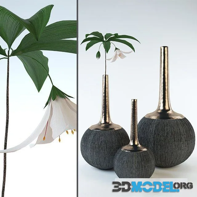 Final golden vase whit flower