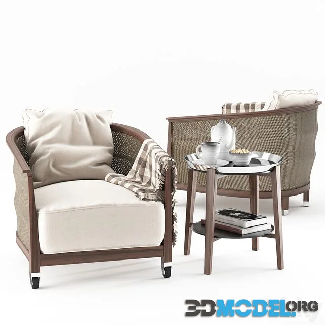 Flexform Mozart chair Cabare table