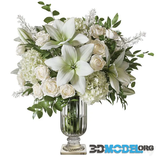 Flower Set 070 Lily rose crystal vase
