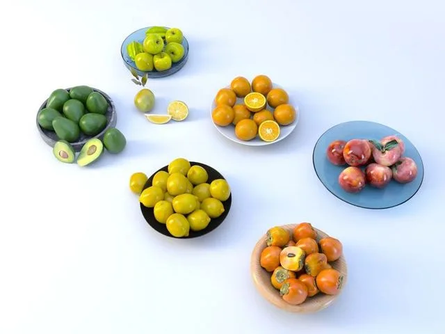 Fruit tray Low-poly (PBR)