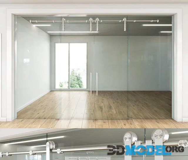 Glass partition with sliding doors - 4