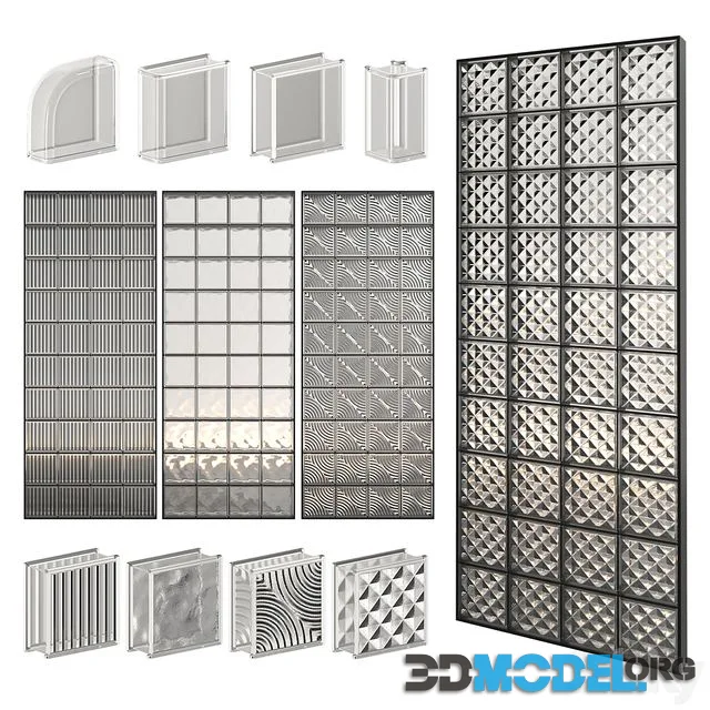 Quality set of Glass Block Wall 01