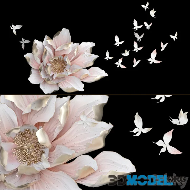 HP Decor Wall Decor Flower and Butterfly II