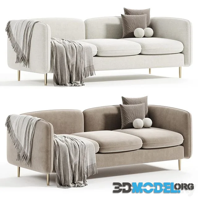 Ivy White Flannelette Loveseat Fabric 2 Seater Sofa