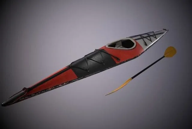 Kayak and Paddle Low-poly (PBR)