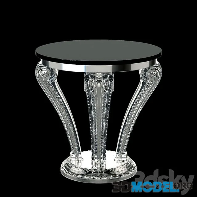 Lalique Marsan Crystal Pedestal Side Table